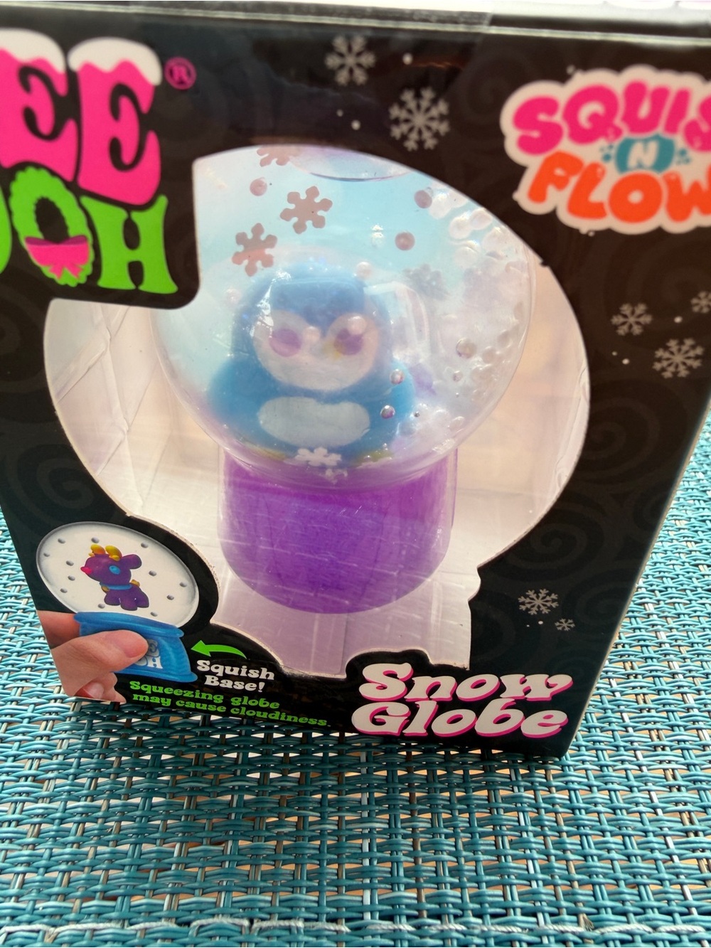 Squish N Flowl Penguin Snow Globe Squeeze Toy - Blue & Purple